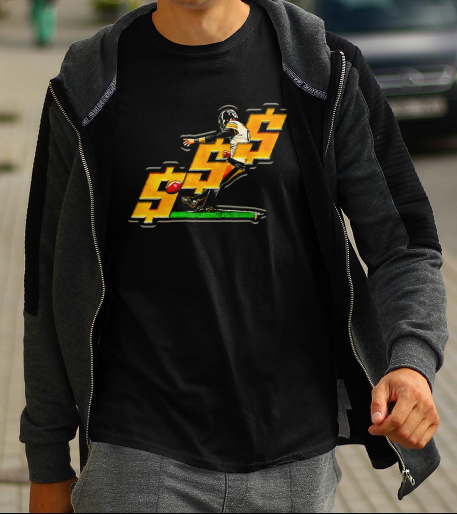 Pittsburgh Steelers Chris Boswell Kicking Football Dollar Sign T-Shirt