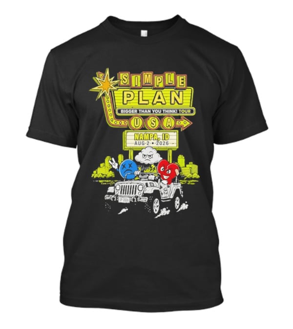 Simple Plan Bigger Than You Think Tour Nampa ID USA August 2 2026 T-Shirt