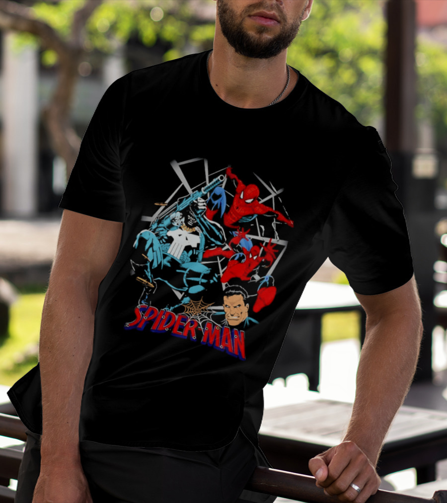 Spider Man Punisher Marvel Comics Crossover Action T-Shirt