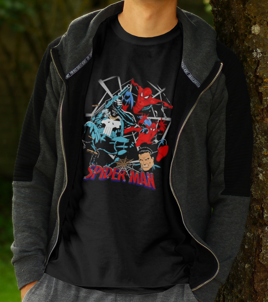 Spider Man Punisher Marvel Comics Crossover Action T-Shirt