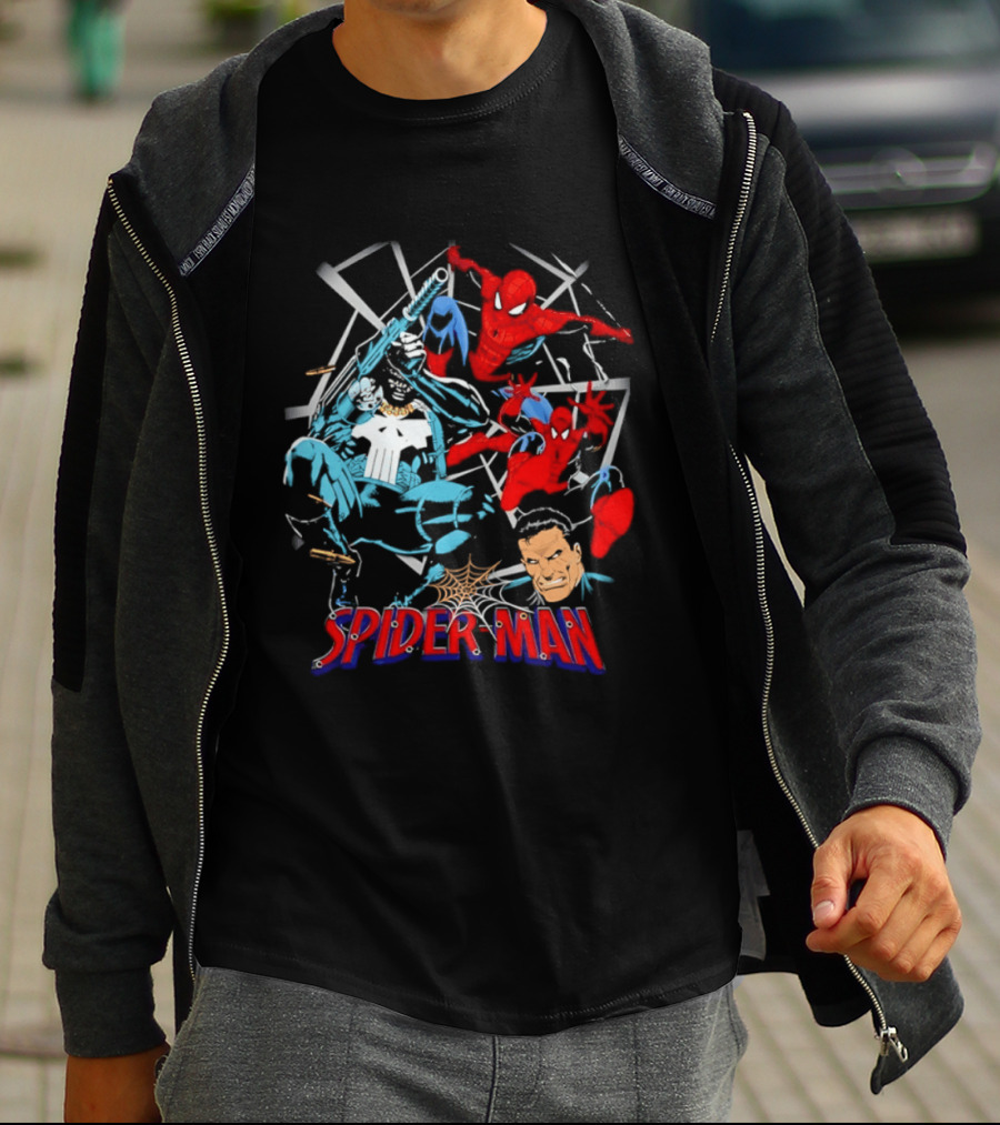Spider Man Punisher Marvel Comics Crossover Action T-Shirt
