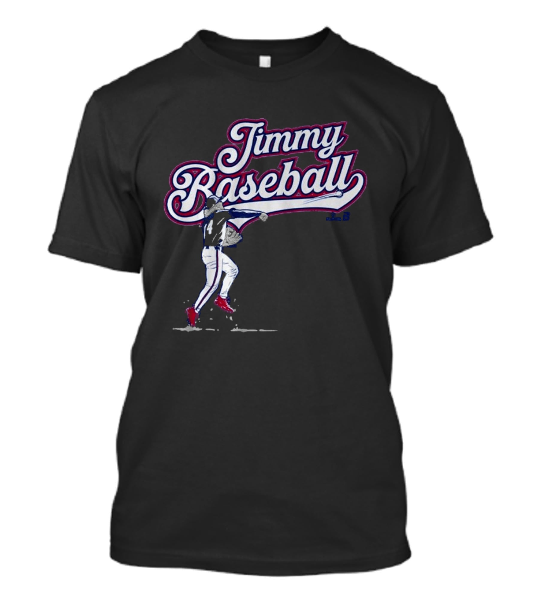 Jimmy Baseball Vintage Style Player Swinging Bat T-Shirt