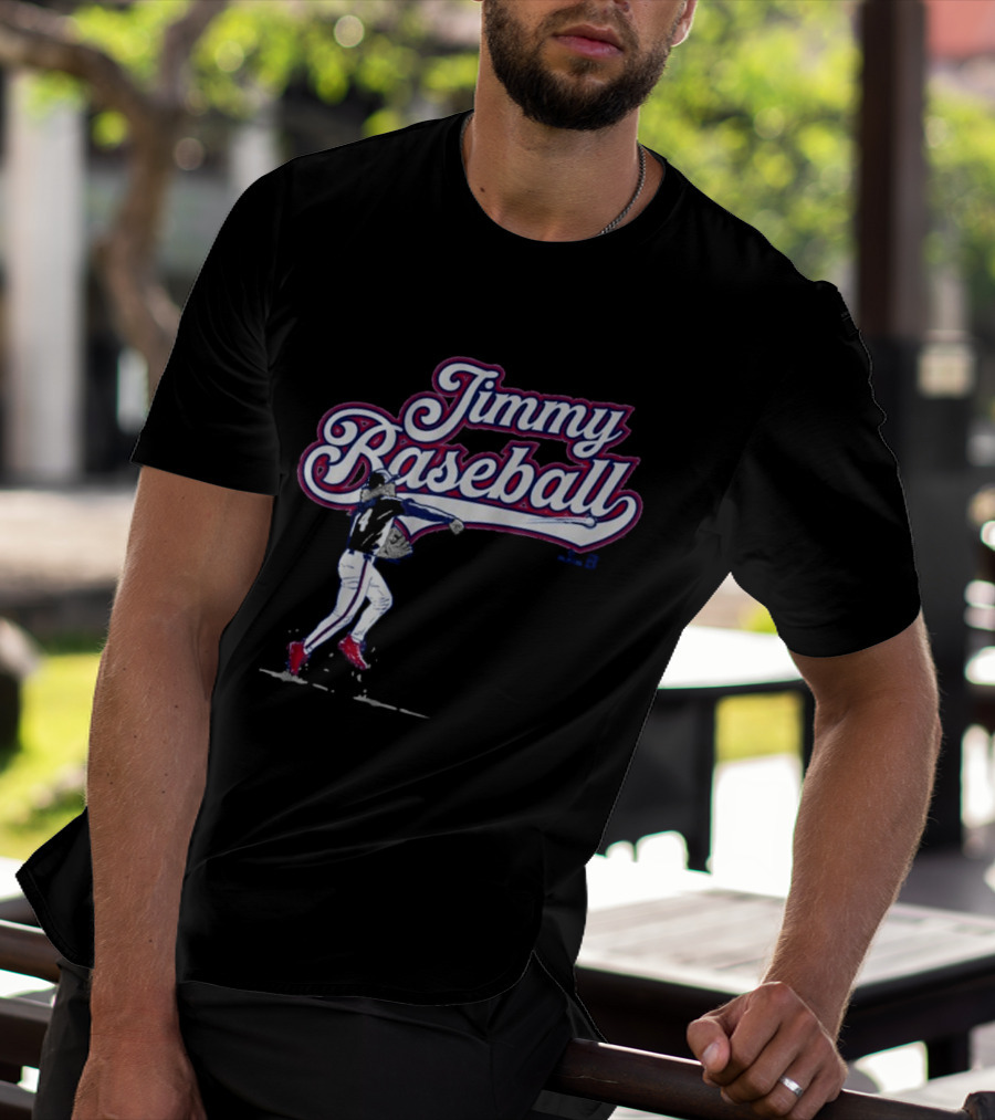 Jimmy Baseball Vintage Style Player Swinging Bat T-Shirt