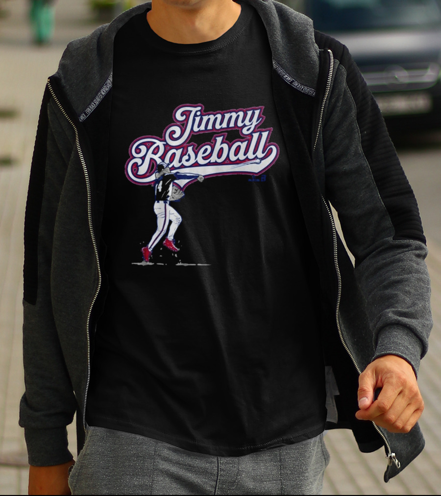 Jimmy Baseball Vintage Style Player Swinging Bat T-Shirt