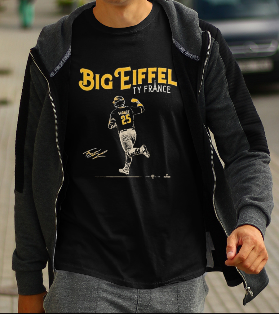 Big Eiffel Ty France 25 Baseball Player T-Shirt