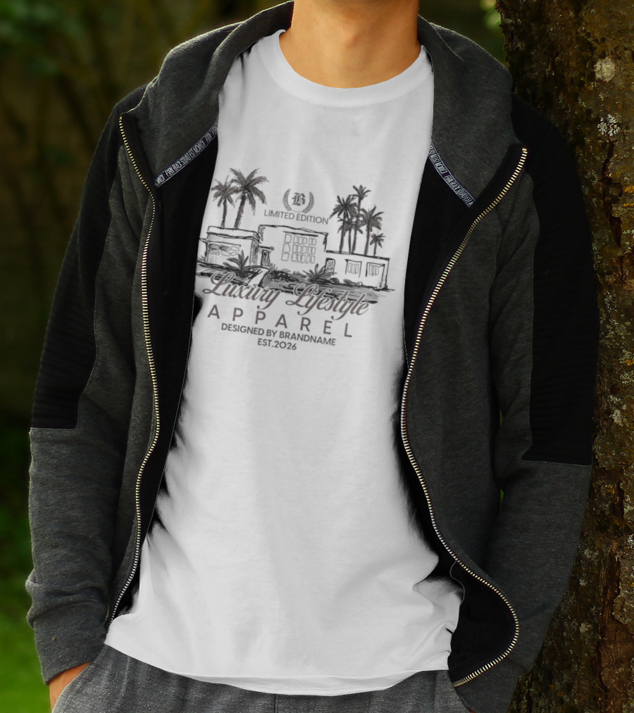 Luxury Lifestyle Apparel Limited Edition Brandname Est 2026 Palm Trees T-Shirt