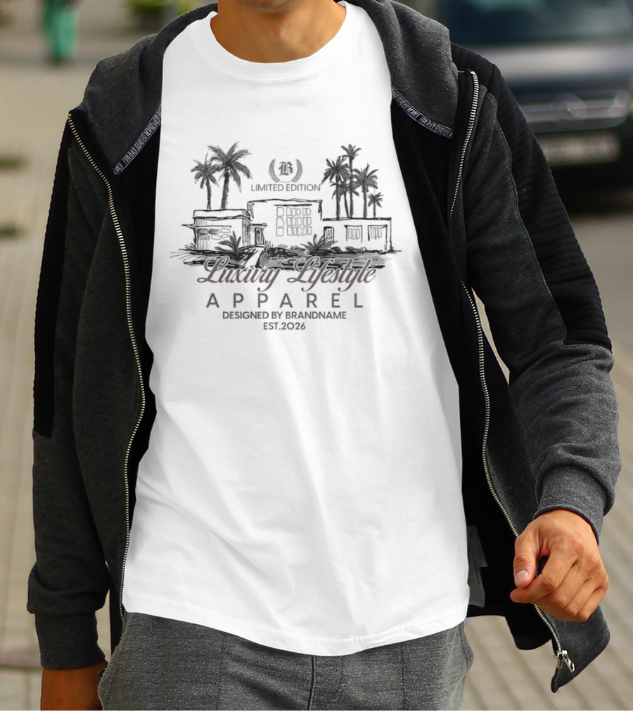 Luxury Lifestyle Apparel Limited Edition Brandname Est 2026 Palm Trees T-Shirt