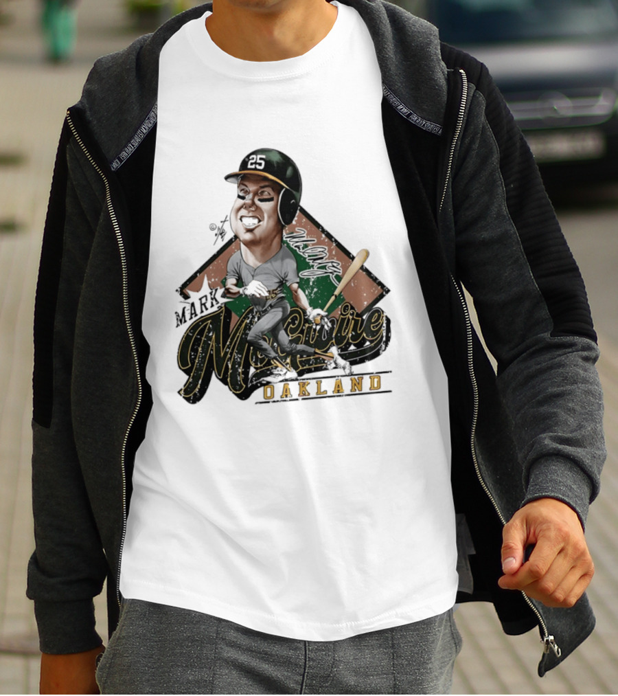 Mark McGwire Oakland Athletics Baseball Caricature Bruce Stark T-Shirt
