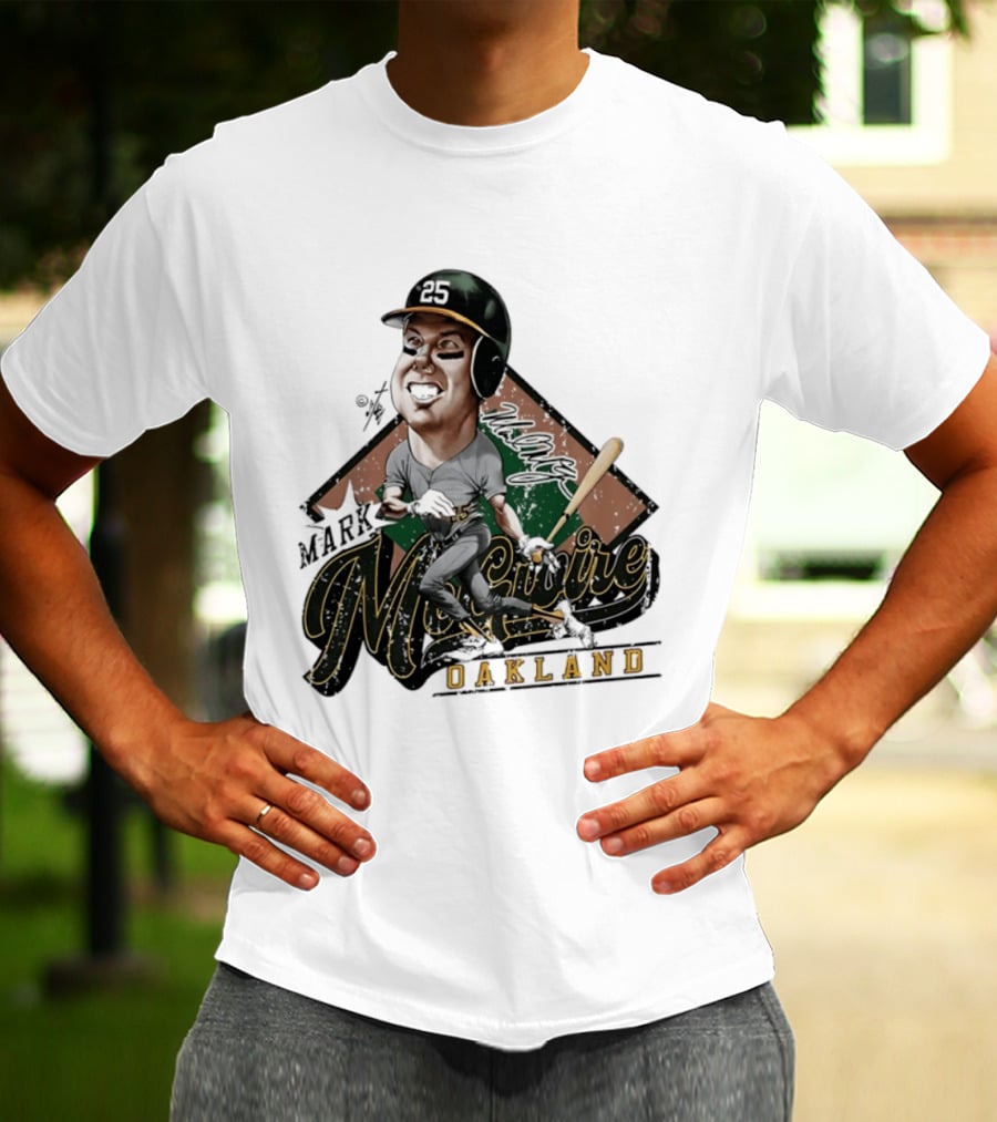 Mark McGwire Oakland Athletics Baseball Caricature Bruce Stark T-Shirt
