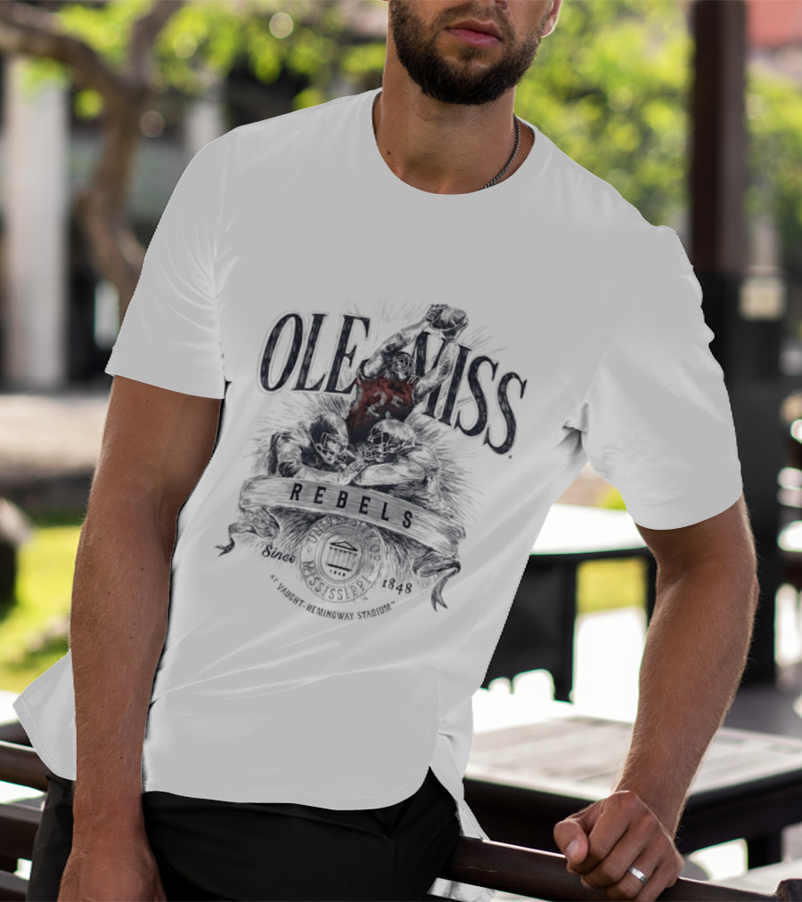Ole Miss Rebels 1848 Gridiron Hero Vaught Hemingway Stadium T-Shirt