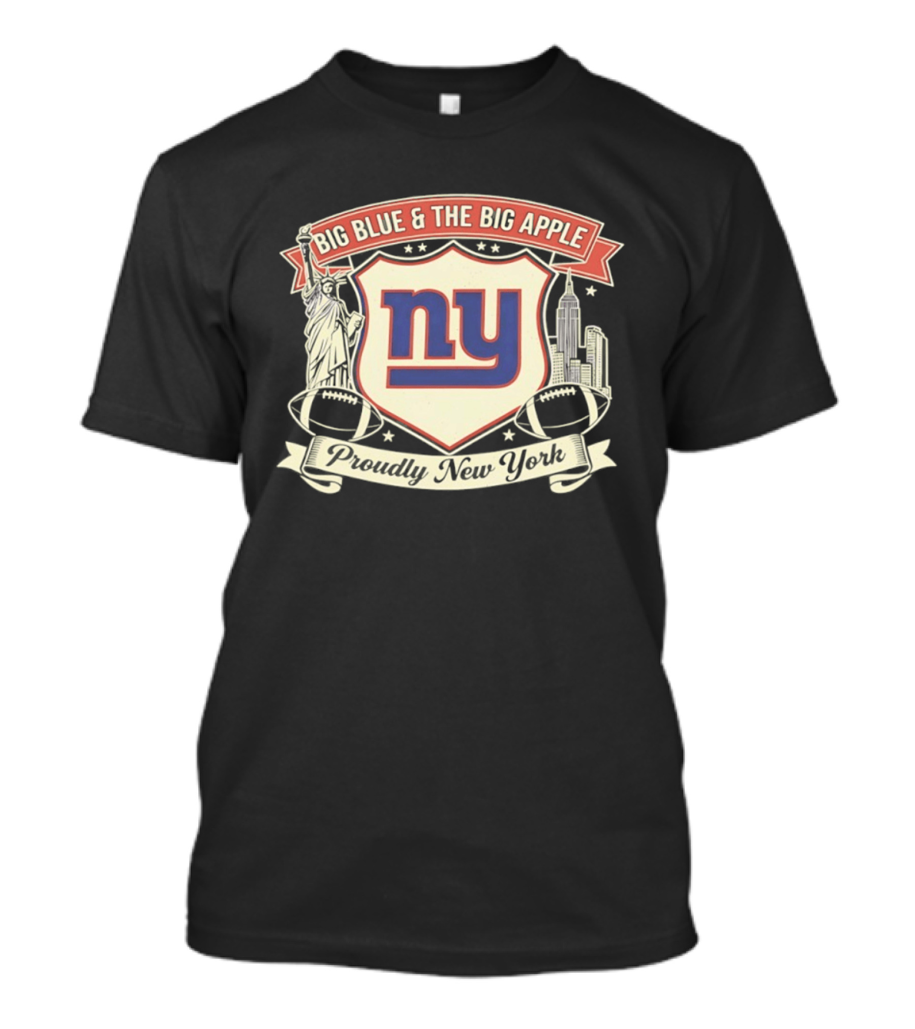 Big Blue And The Big Apple New York Giants Proudly NY T-Shirt