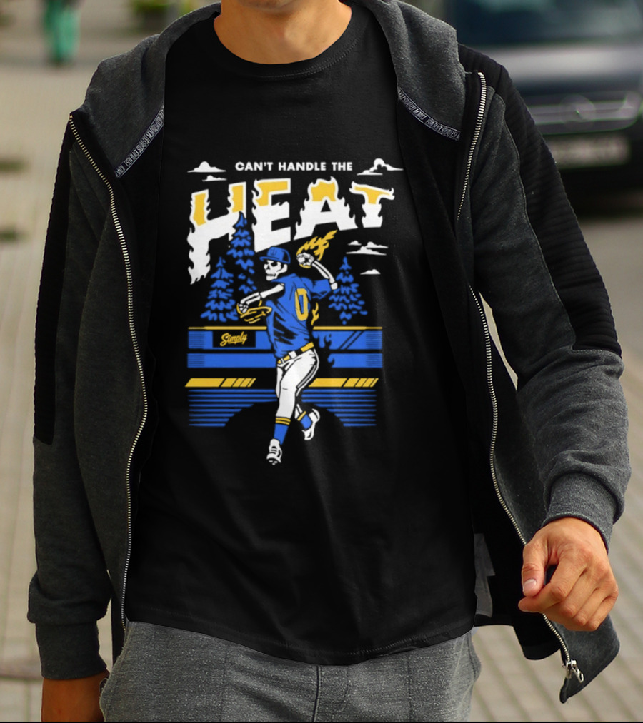 Can't Handle The Heat Baseball Skeleton Seattle Mariners T-Shirt
