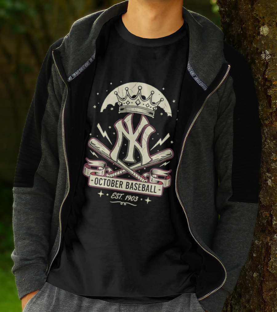 New York Yankees October Baseball Retro Emblem Est 1903 T-Shirt