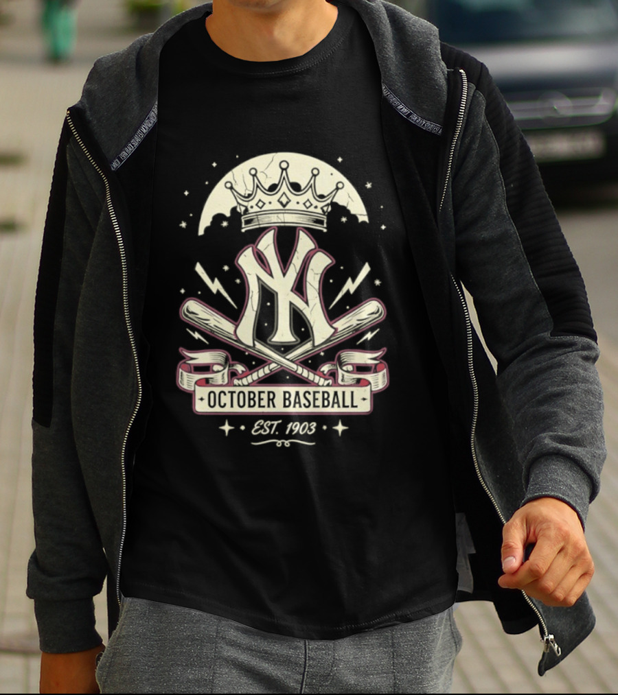 New York Yankees October Baseball Retro Emblem Est 1903 T-Shirt