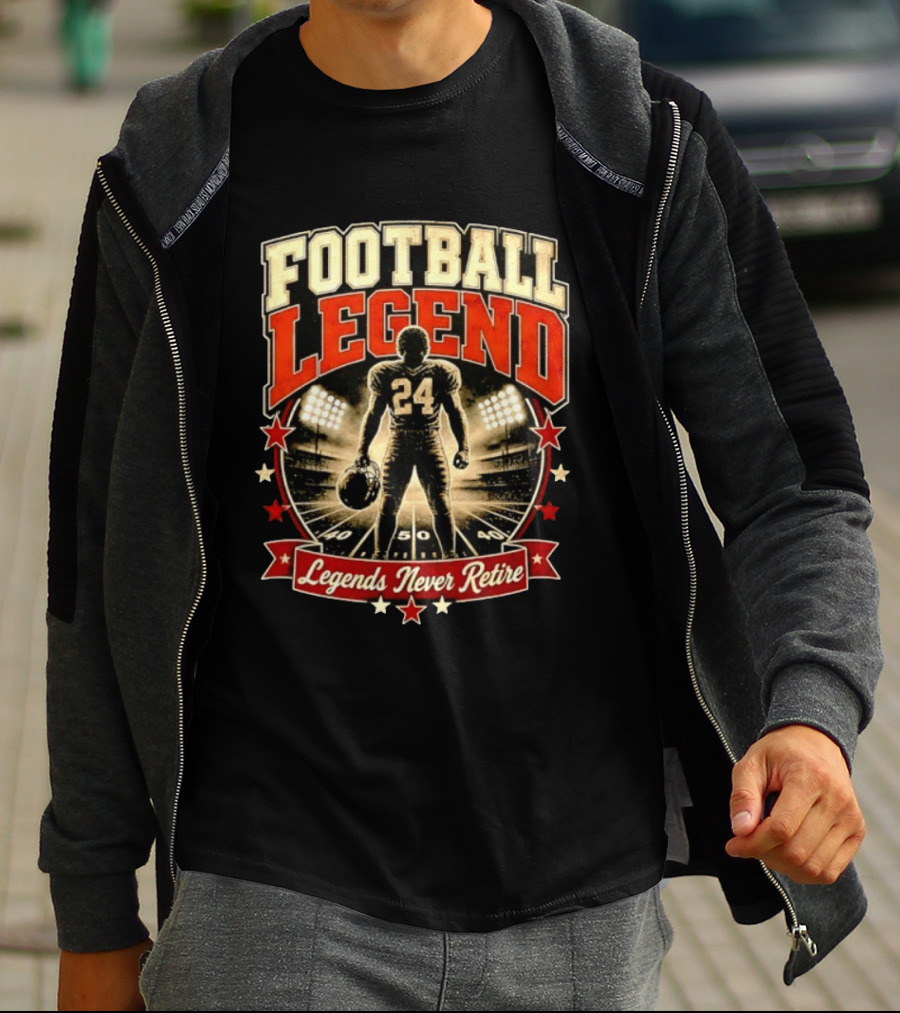 Football Legend 24 Legends Never Retire Stadium Stars T-Shirt