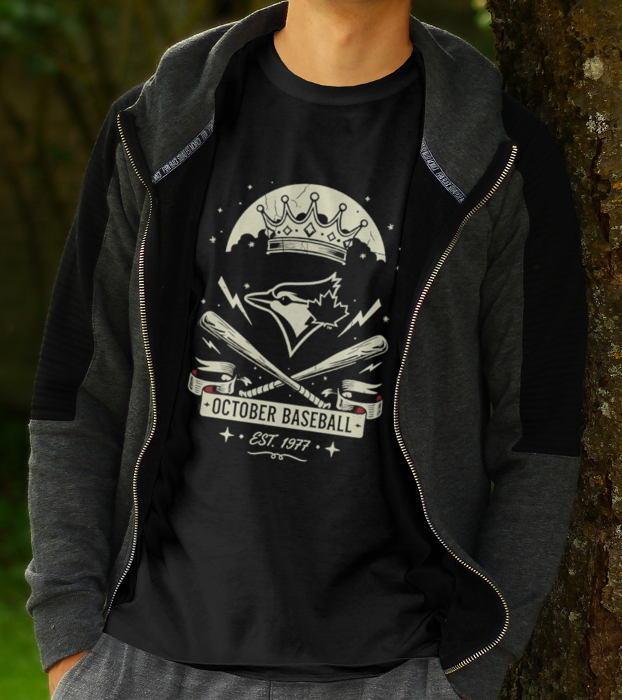 Toronto Blue Jays October Baseball 1977 Established Vintage Moon Bat Cross Canada Leaf T-Shirt