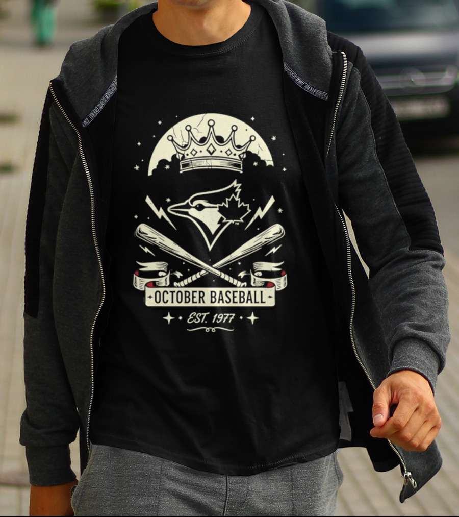 Toronto Blue Jays October Baseball 1977 Established Vintage Moon Bat Cross Canada Leaf T-Shirt