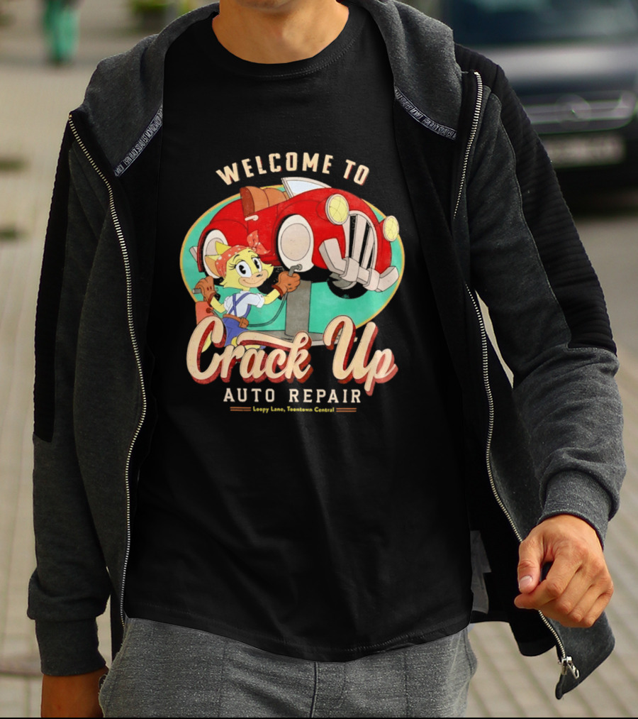 Welcome To Crack Up Auto Repair Happy Lane Towtown Cougars T-Shirt