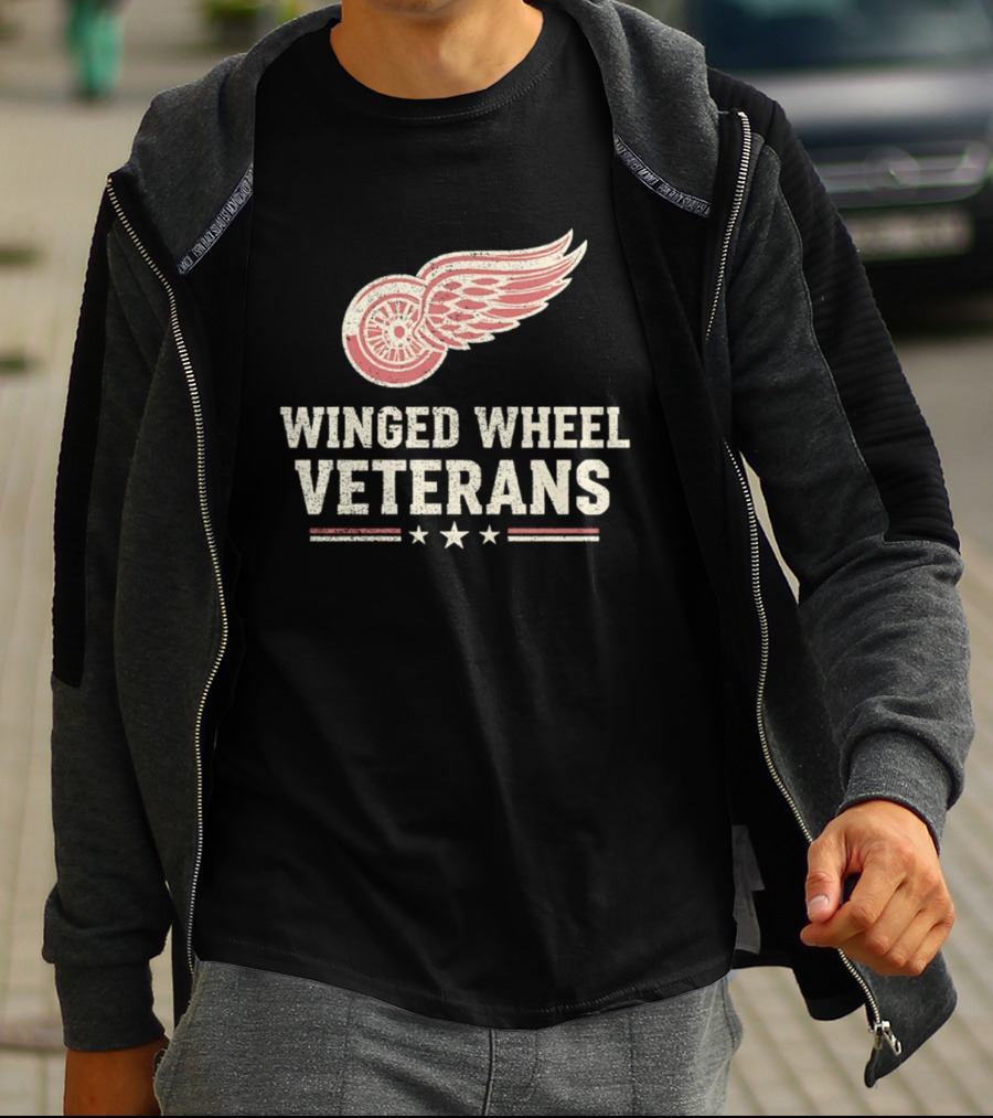 Winged Wheel Veterans Detroit Red Wings Three Stars T-Shirt