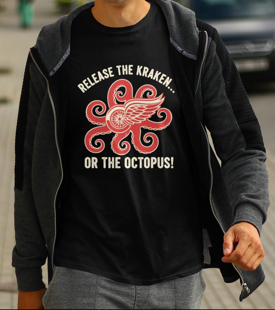 Release The Kraken Or The Octopus Detroit Red Wings NHL Hockey Fan Gear T-Shirt