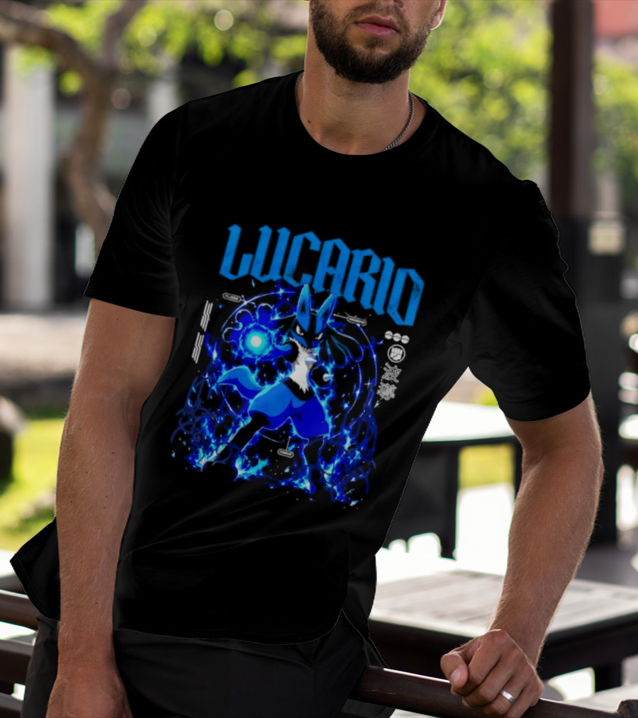 Lucario Fighting Awakened Combat Pokemon Aura Sphere Power T-Shirt