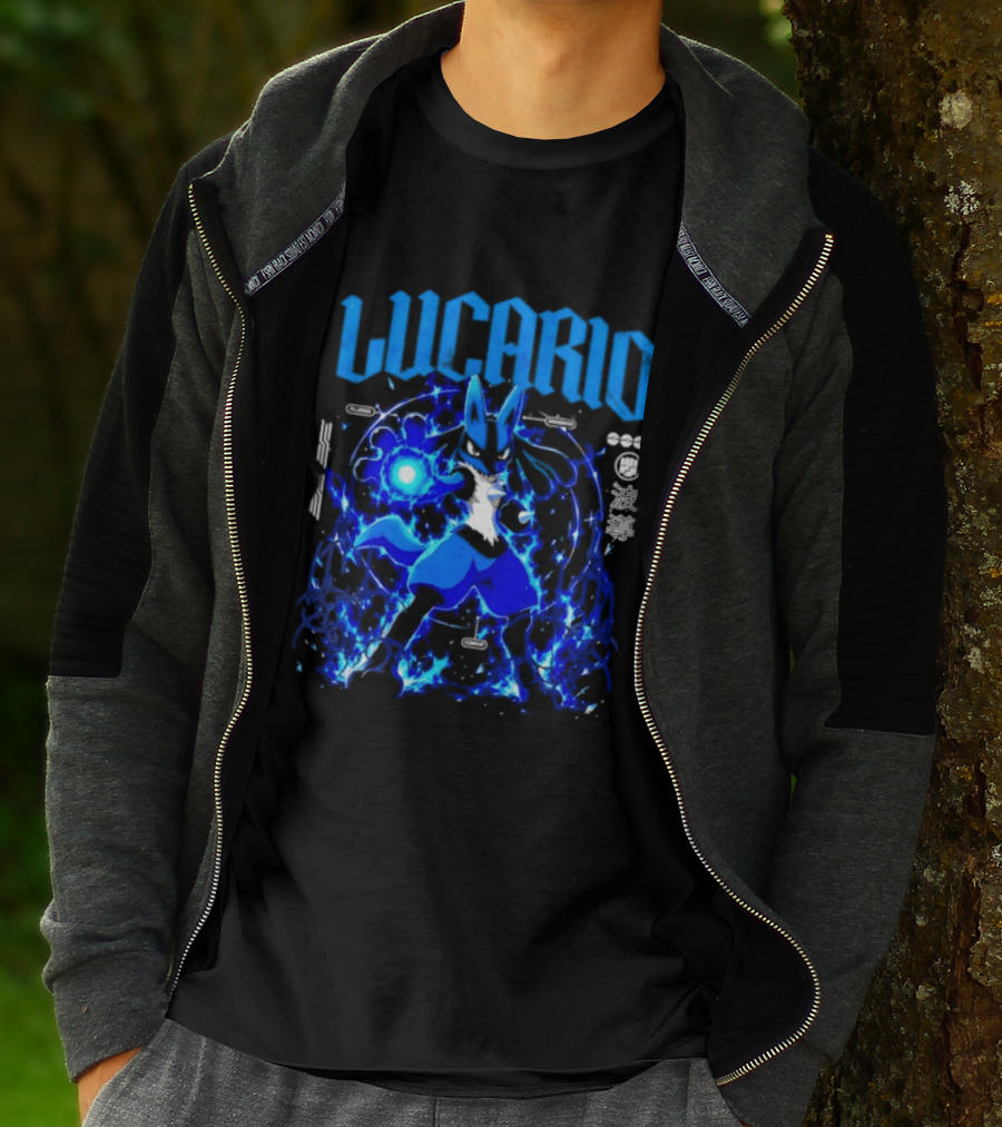 Lucario Fighting Awakened Combat Pokemon Aura Sphere Power T-Shirt