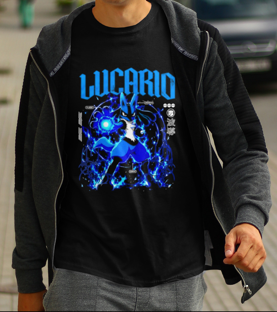 Lucario Fighting Awakened Combat Pokemon Aura Sphere Power T-Shirt