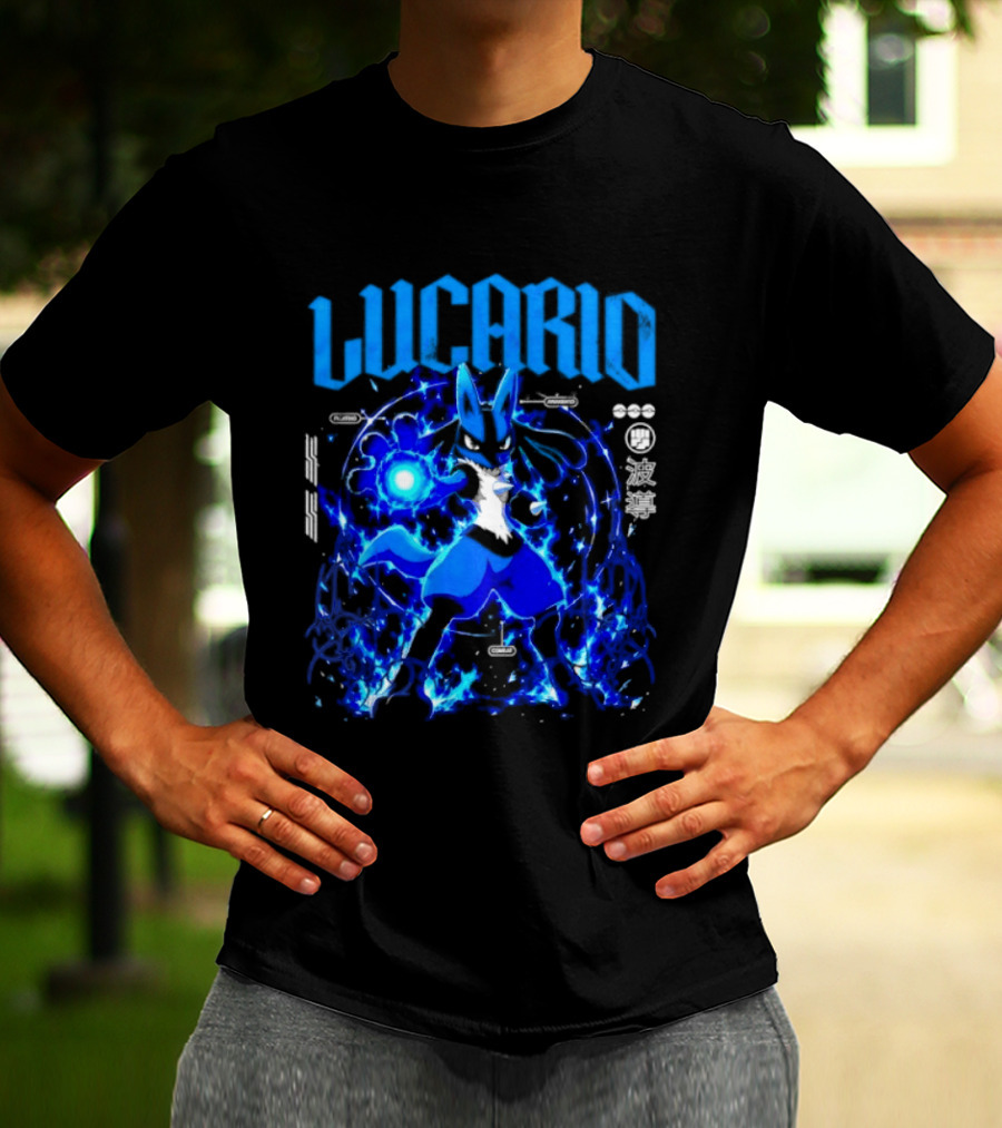 Lucario Fighting Awakened Combat Pokemon Aura Sphere Power T-Shirt