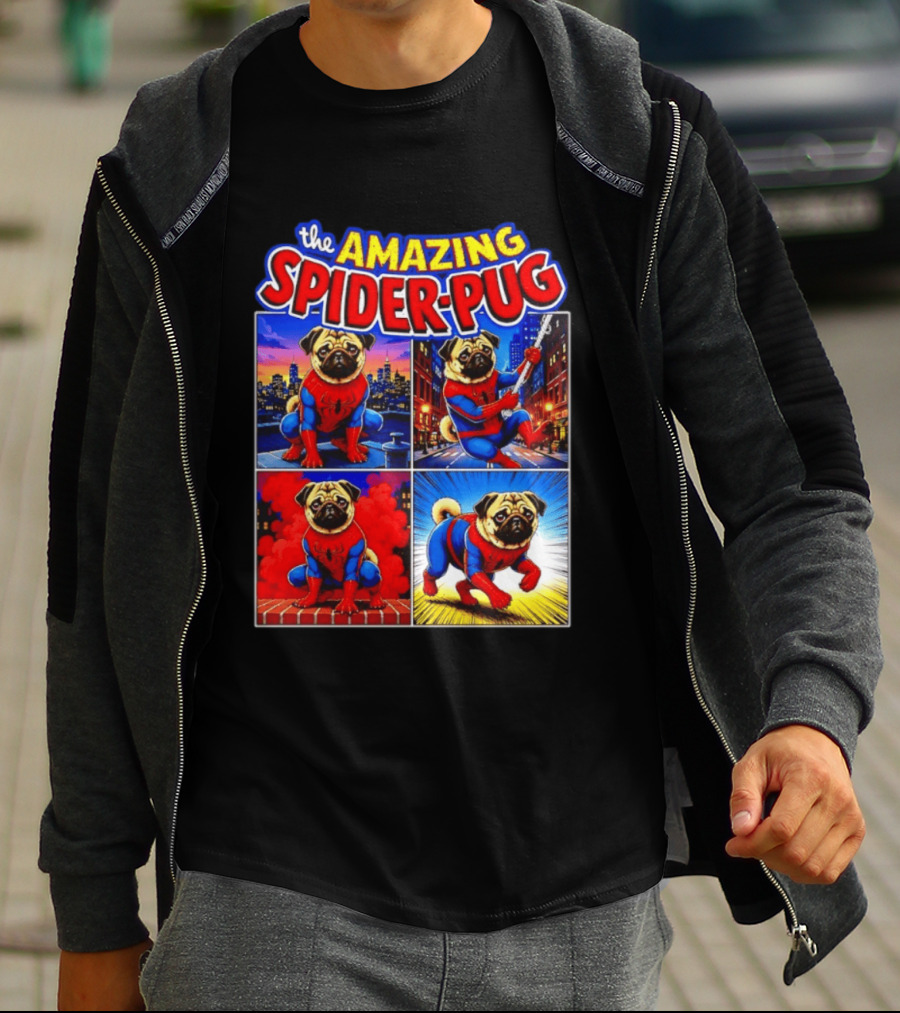 The Amazing Spider Pug Marvel Spider Man Parody Comic T-Shirt