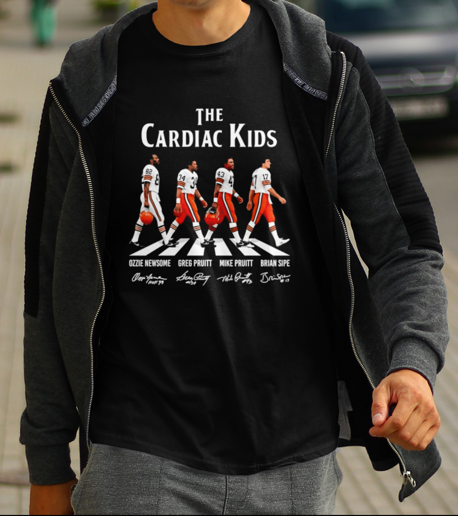 The Cardiac Kids Cleveland Browns Ozzie Newsome Greg Pruitt Mike Pruitt Brian Sipe Signatures T-Shirt
