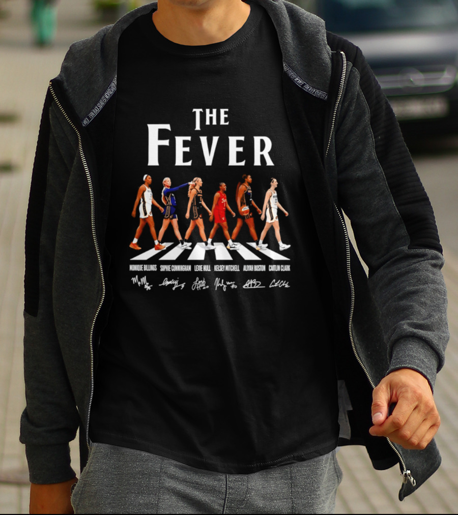 The Fever Monique Billings Sophie Cunningham Lexie Hull Kelsey Mitchell Aliyah Boston Caitlin Clark Indiana Fever Abbey Road Signatures T-Shirt