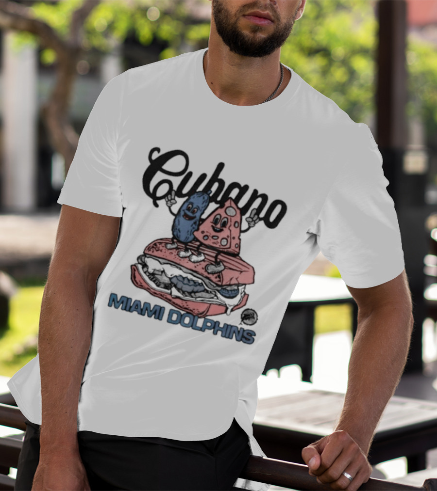 Cubano Miami Dolphins Sandwich And Characters T-Shirt