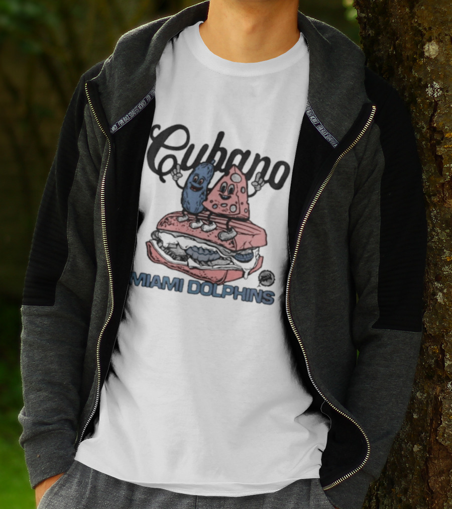 Cubano Miami Dolphins Sandwich And Characters T-Shirt
