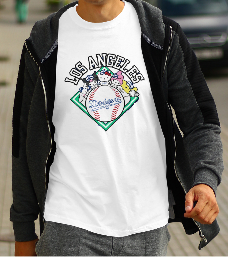 Los Angeles Dodgers Hello Kitty Friends Night Characters T-Shirt
