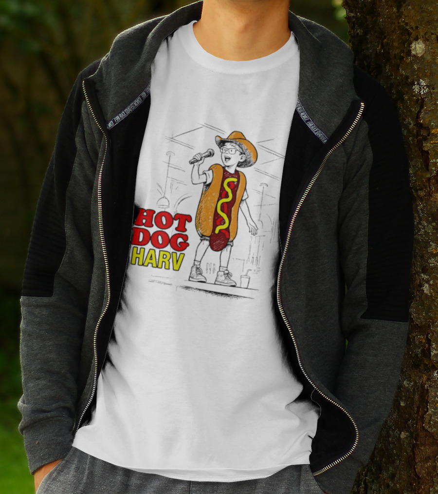 HOT DOG HARV Costume Stage Microphone Cowboy Hat T-Shirt