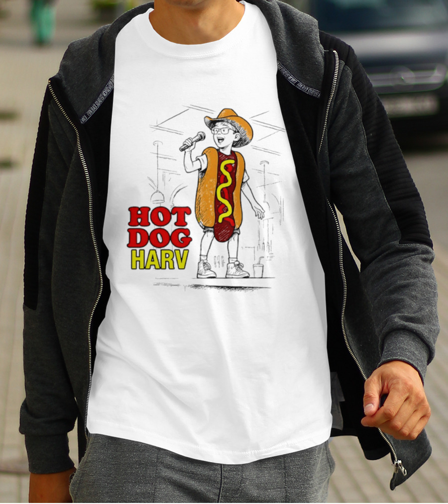 HOT DOG HARV Costume Stage Microphone Cowboy Hat T-Shirt