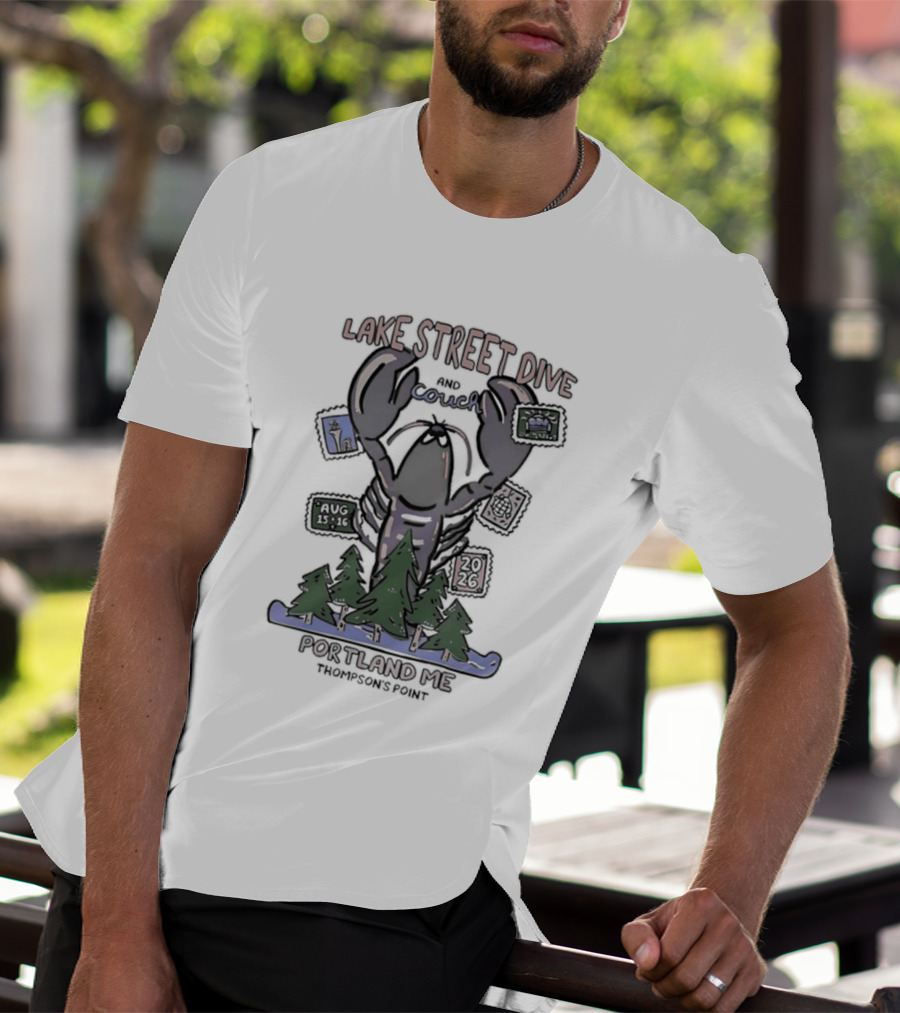 Lake Street Dive Portland ME Thompson's Point 2026 Lobster Trees Ski T-Shirt