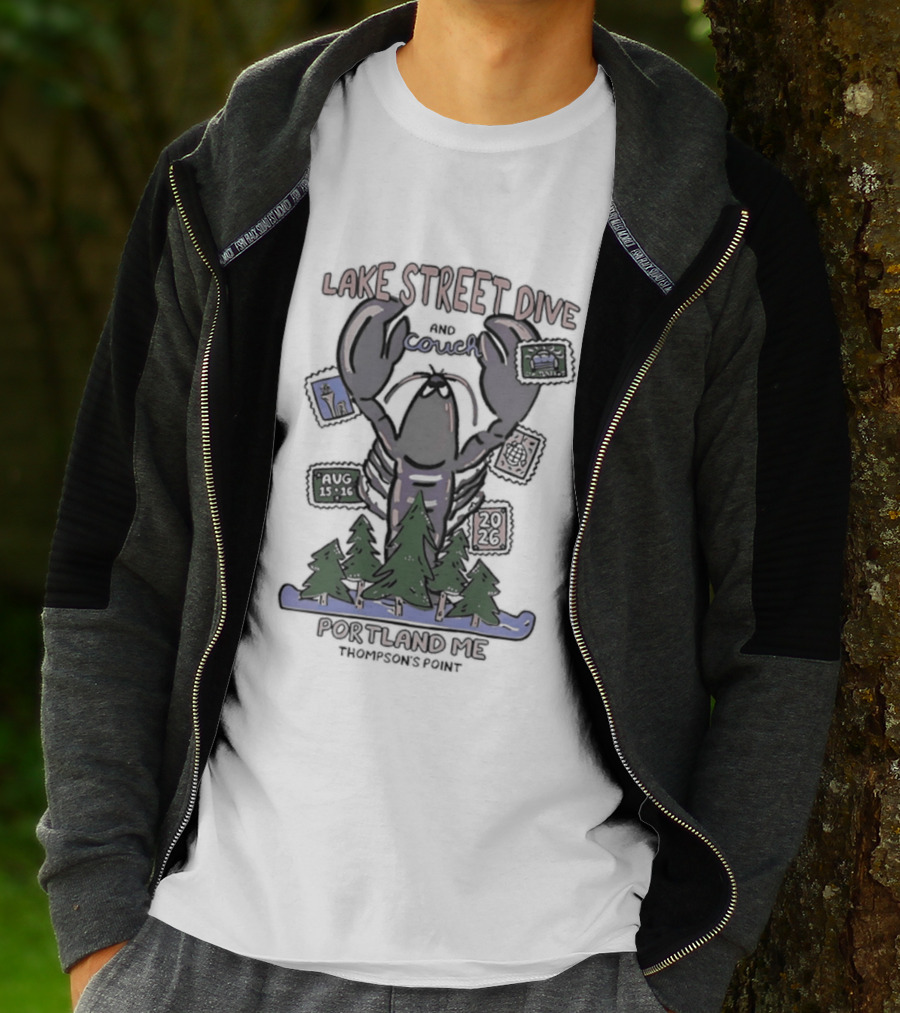 Lake Street Dive Portland ME Thompson's Point 2026 Lobster Trees Ski T-Shirt