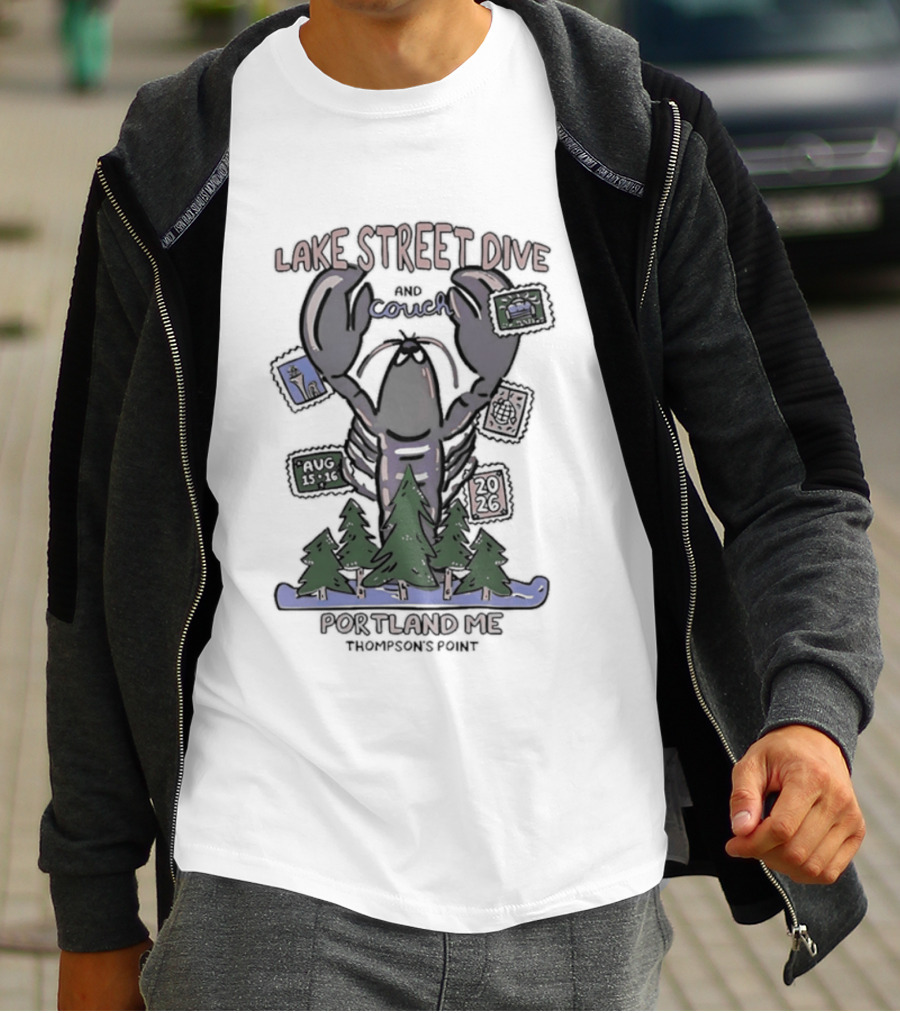 Lake Street Dive Portland ME Thompson's Point 2026 Lobster Trees Ski T-Shirt