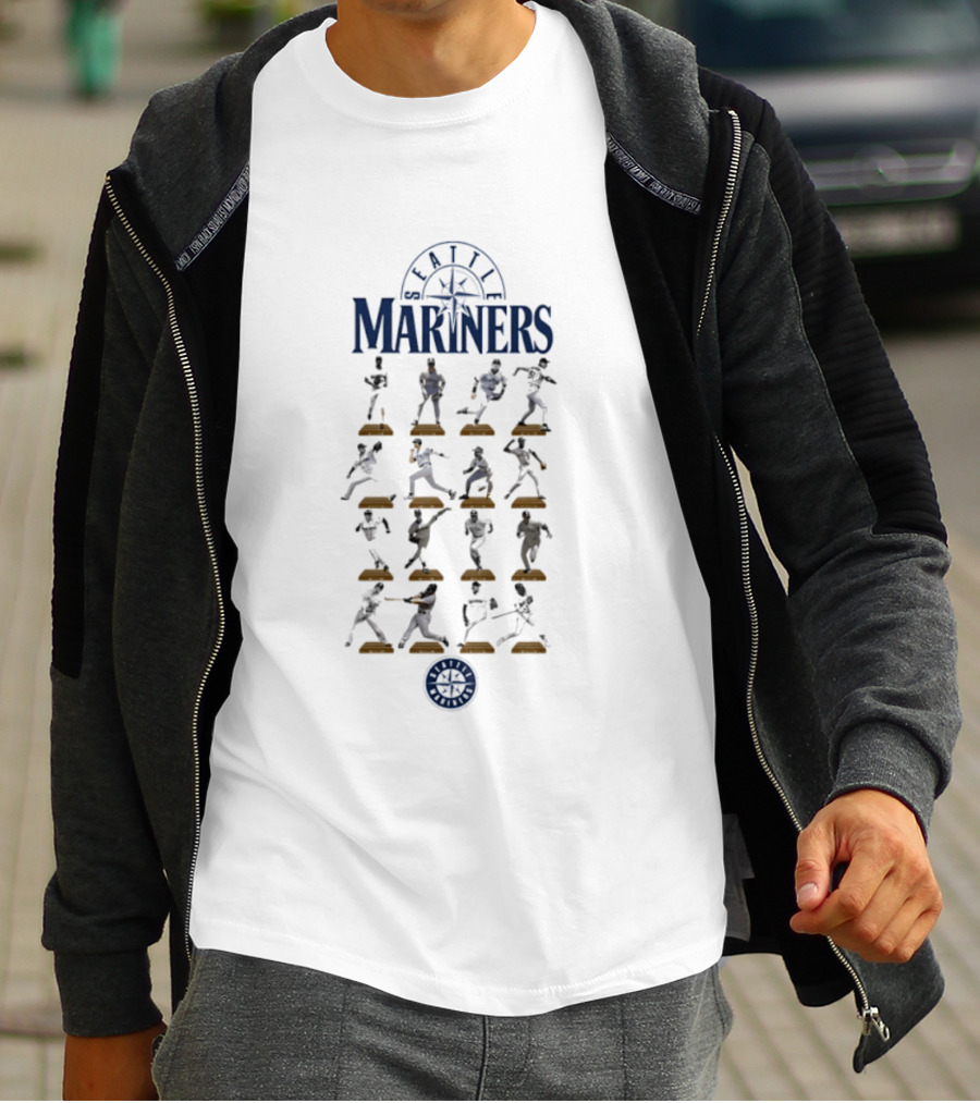 Seattle Mariners Legends Hall Of Fame Player Silhouettes And Washington State Ferries Wheel T-Shirt