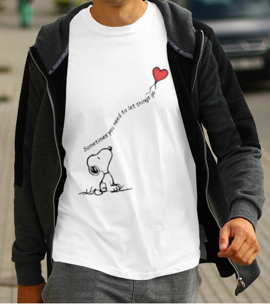 Snoopy Sometimes You Need To Let Things Go Heart Balloon Peanuts T-Shirt