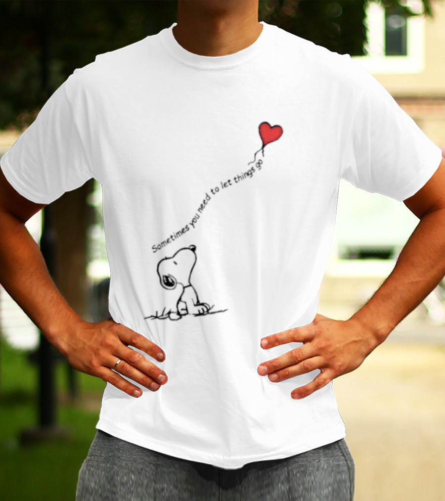 Snoopy Sometimes You Need To Let Things Go Heart Balloon Peanuts T-Shirt