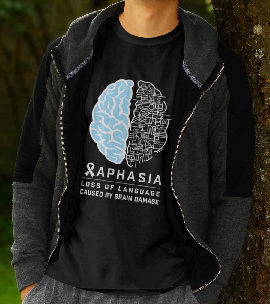 Aphasia Awareness Ribbon Brain Design Loss Of Language Caused By Brain Damage T-Shirt