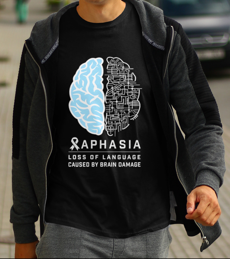 Aphasia Awareness Ribbon Brain Design Loss Of Language Caused By Brain Damage T-Shirt