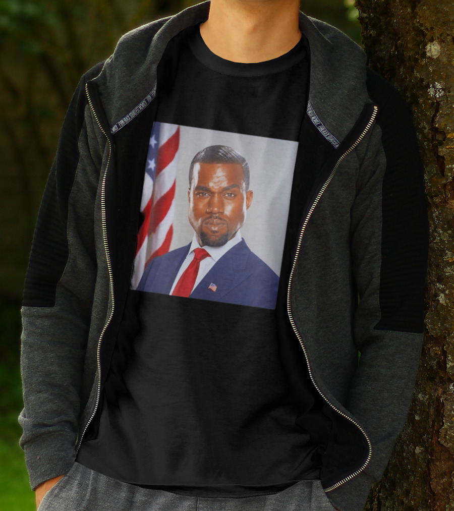 Kanye West Ye Political Portrait American Flag Suit And Tie T-Shirt