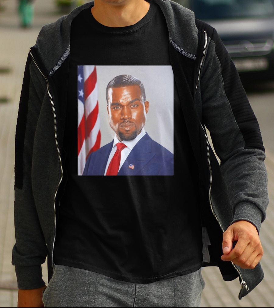 Kanye West Ye Political Portrait American Flag Suit And Tie T-Shirt