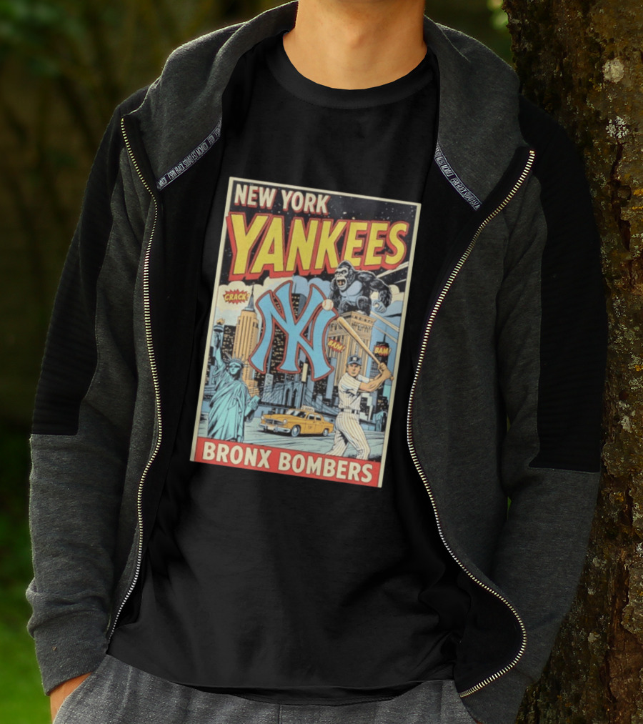 New York Yankees Bronx Bombers King Kong Baseball Statue Of Liberty Taxi Skyline T-Shirt