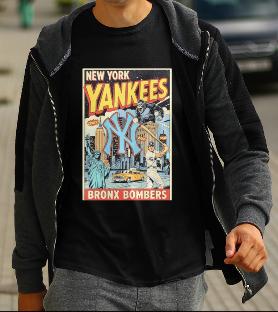 New York Yankees Bronx Bombers King Kong Baseball Statue Of Liberty Taxi Skyline T-Shirt