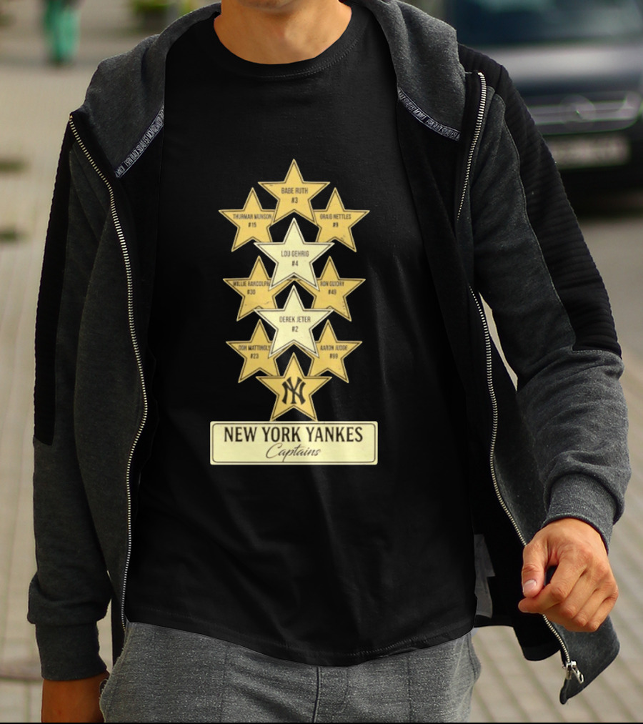 New York Yankees Captains Babe Ruth Lou Gehrig Derek Jeter Thurman Munson Graig Nettles Willie Randolph Ron Guidry Don Mattingly Aaron Judge T-Shirt