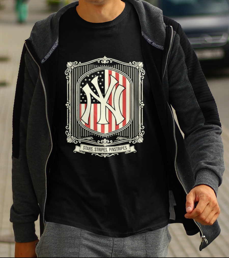Yankees Stars And Stripes Pinstripes American Flag Baseball T-Shirt
